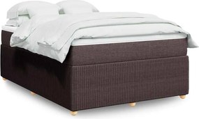 vidaXL Κρεβάτι Boxspring με Στρώμα Σκούρο Καφέ 140x200 εκ Υφασμάτινο