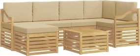 vidaXL Σειρά Καναπέ Εξωτερικού 7 τμχ. Λευκό και Μπεζ Πολυεστέρας