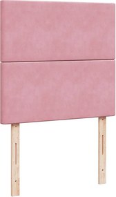vidaXL Κρεβάτι Boxspring με Στρώμα Ροζ 90x190 εκ. Βελούδινο