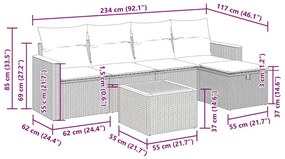 Σετ Καναπέ Κήπου 6 τεμ. Μπεζ Συνθετικό Ρατάν με Μαξιλάρια - Μπεζ