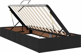 vidaXL LED Κρεβάτι αποθήκευσης με στρώμα Μαύρο 100 x 200 cm Ύφασμα