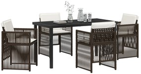 vidaXL Σετ 5 Τεμαχίων Κήπου με Μαξιλάρια Καφέ Πολυ Ρατάν