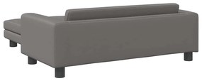 vidaXL Καναπές Παιδικός με Υποπόδιο Γκρι 100 x 50 x 30 εκ. Συνθ. Δέρμα