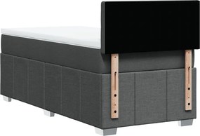 vidaXL Κρεβάτι Boxspring με Στρώμα Σκούρο Γκρι 90x190 εκ. Υφασμάτινο