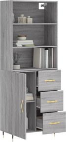 vidaXL Ντουλάπι Γκρι Sonoma 69,5 x 34 x 180 εκ. Επεξεργασμένο Ξύλο