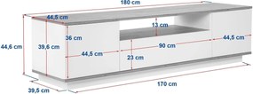 Έπιπλο Τηλεόρασης Λευκό / Cadiz Δρυς REODE 180x44.5x44.6