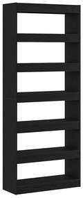 vidaXL Βιβλιοθήκη Μαύρη Οξυά 80 x 30 x 198 εκ Επεξεργασμένο ξύλο