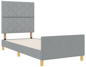 vidaXL Κρεβάτι Φωτεινό Γκρι 90x200 εκ. Ύφασμα