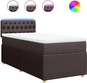 vidaXL Κρεβάτι Boxspring με Στρώμα Σκούρο Καφέ 90x200 εκ. Υφασμάτινο