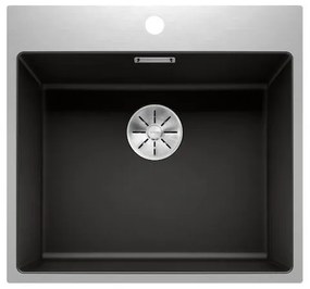 Blanco Subline 500 IF/A Black SteelFrame SILGRANIT™ PuraDur™ Γρανιτένιος Νεροχύτης Ένθετος Ισόπεδος 54,3x51cm
