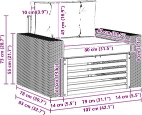vidaXL Μεσαίος καναπές εξωτερικού χώρου Φυσικό