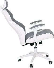 BF8300 Πολυθρόνα Γραφείου Διευθυντή, Microfiber Γκρι PU Άσπρο   1τμχ