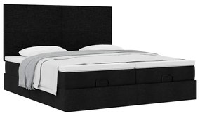 vidaXL Οθωμανικό κρεβάτι με στρώματα Μαύρο 180x200cm Ύφασμα
