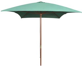 Ομπρέλα Πράσινη 200 x 300 εκ. με Ξύλινο Ιστό