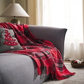Κουβέρτα Καναπέ Wila 419 Red Gofis Home 130X170 130x170cm Βαμβάκι-Πολυέστερ
