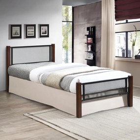 Κρεβάτι RAYVEN Μονό Μέταλλο Μαύρο - Ξύλο Dirty oak 90x190 εκ.