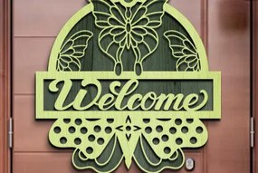 Σετ των 3 Intra απο ξύλο plywood 3mm-4mm πάχος Butterfly Welcome Sign . Δίασταση 3x3 cm INTRAFABR-76213649