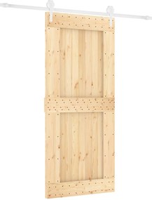 vidaXL Συρόμενη Πόρτα Φυσικό και Λευκό 90 x 210 cm