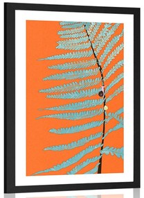 Αφίσα με παρπαστού Φύλλο σε πορτοκαλί φόντο - 20x30 black