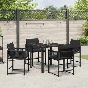 vidaXL Σέτ φαγητού για κήπο 5 pcs Μαύρο συνθετικό ρατάν