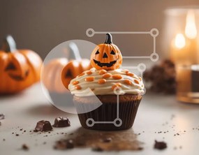 Intra Συλλεκτικό Ξύλινο Παζλ Plywood  4mm - Cupcake κολοκύθας με λευκό παγωμένο και τσιπς σοκολάτας Σε Ξύλινο Κουτί - Διαστάσεις: 10x10 cm – 25 κομμάτια