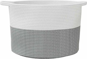 vidaXL Καλάθι Απλύτων Γκρι και Λευκό Ø55x36 εκ. Βαμβακερό