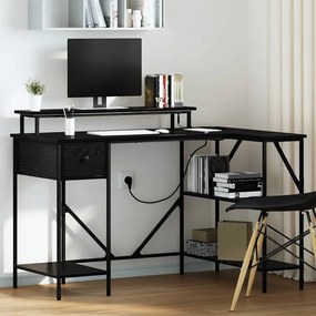 vidaXL Γραφείο Μαύρη δρυς 120 x 79 x 86.5 εκ. Επεξεργασμένο ξύλο