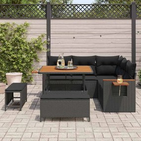 vidaXL Σετ Καναπέ Κήπου με μαξιλάρι 8 pcs Μαύρο 100 x 100 x 71 cm