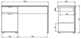 Γραφείο Jan Sonoma - Λευκό 130x50x75,5 εκ. 130x50x75.5 εκ.
