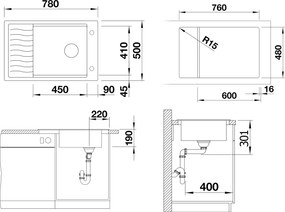 Blanco Elon XL 6 S - Νεροχύτης Κουζίνας Γρανίτη 78x50 - Coffee