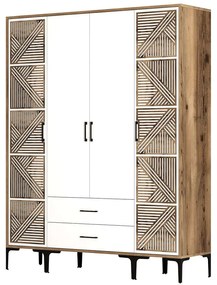 Ντουλάπα Τετράφυλλη Kumsal 845HCT5470 160x47,5x201,4cm Walnut-White Four Door