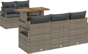 vidaXL Σετ Καναπέ Κήπου με αποθήκευση 6 pcs Γκρι Πολυ ράταν