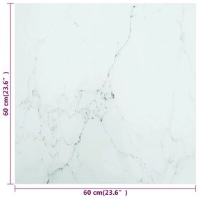 vidaXL Επιφάνεια Τραπεζιού Λευκή 60x60εκ 6 χιλ Ψημ. Γυαλί Μαρμ. Σχέδιο