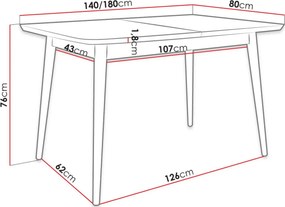 Τραπέζι Ines 140 επεκτεινόμενο-Mauro - 140.00Χ80.00Χ76.00cm