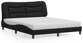 vidaXL Κρεβάτι με Στρώμα Μαύρο 160x200εκ.από Συνθετικό Δέρμα