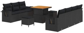 Σετ Καναπέ Κήπου με μαξιλάρι με αποθήκευση 10 pcs Μαύρο