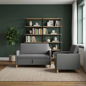 vidaXL Σαλονάκι Σετ Με Αποθηκευτικό Χώρο 2 pcs Σκούρο Γκρι Πολυεστέρας