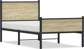 vidaXL Σκελετός Κρεβ. Χωρίς Στρώμα Sonoma Δρυς 100x190 εκ. Μεταλλικό