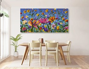 Εικόνα των πολύχρωμων λουλουδιών στο λιβάδι - 120x60