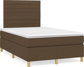 vidaXL Κρεβάτι Boxspring με Στρώμα Σκούρο Καφέ 120x200 εκ. Υφασμάτινο