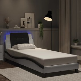 vidaXL Πλαίσιο Κρεβατιού με LED Χωρίς Στρώμα Zadar Λευκό/Μαύρο 80x200εκ
