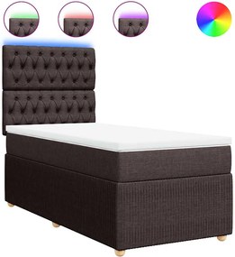 vidaXL Κρεβάτι Boxspring με Στρώμα Σκούρο Καφέ 90x200 εκ. Υφασμάτινο
