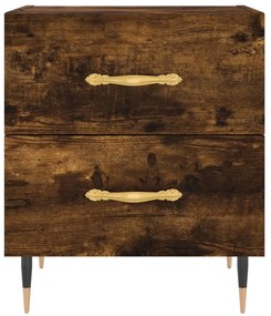 vidaXL Κομοδίνα 2 τεμ. Καπνιστή Δρυς 40 x 35 x 47,5 εκ. Επεξεργ. Ξύλο
