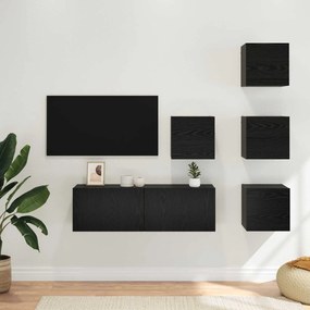 vidaXL Σετ επίπλου τηλεόρασης 5 pcs 100 x 30 x 30 cm Μαύρη Δρυς