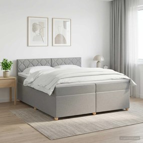 vidaXL Κρεβάτι box spring με στρώμα Ανοιχτό γκρι 200 x 200 cm Ύφασμα