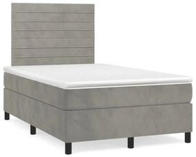VidaXL Κρεβάτι Boxspring με Στρώμα & LED Αν.Γκρι 120x190εκ. Βελούδινο