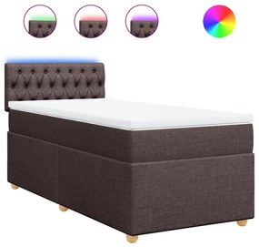 vidaXL Κρεβάτι Boxspring με Στρώμα Σκούρο Καφέ 80x200 εκ. Υφασμάτινο