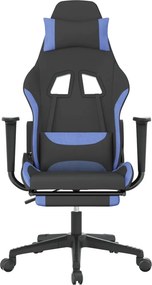 vidaXL Καρέκλα Gaming Μαύρη/Μπλε Ύφασμα με Υποπόδιο