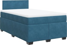 vidaXL Κρεβάτι Boxspring με Στρώμα Μπλε 120x200 εκ. Βελούδινο