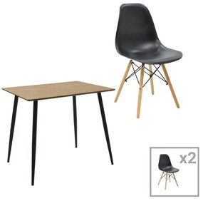 Julita-Cuba dining table set of 5 pp-mdf in black-sonoma color 70x70x75cm 70x70x75 εκ.